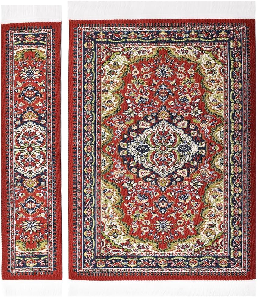 iLAND Dollhouse Rug 1/12 Scale Woven Miniature Carpet 2pcs Fragrance – Fun for Kids & Family - 2pcs Love