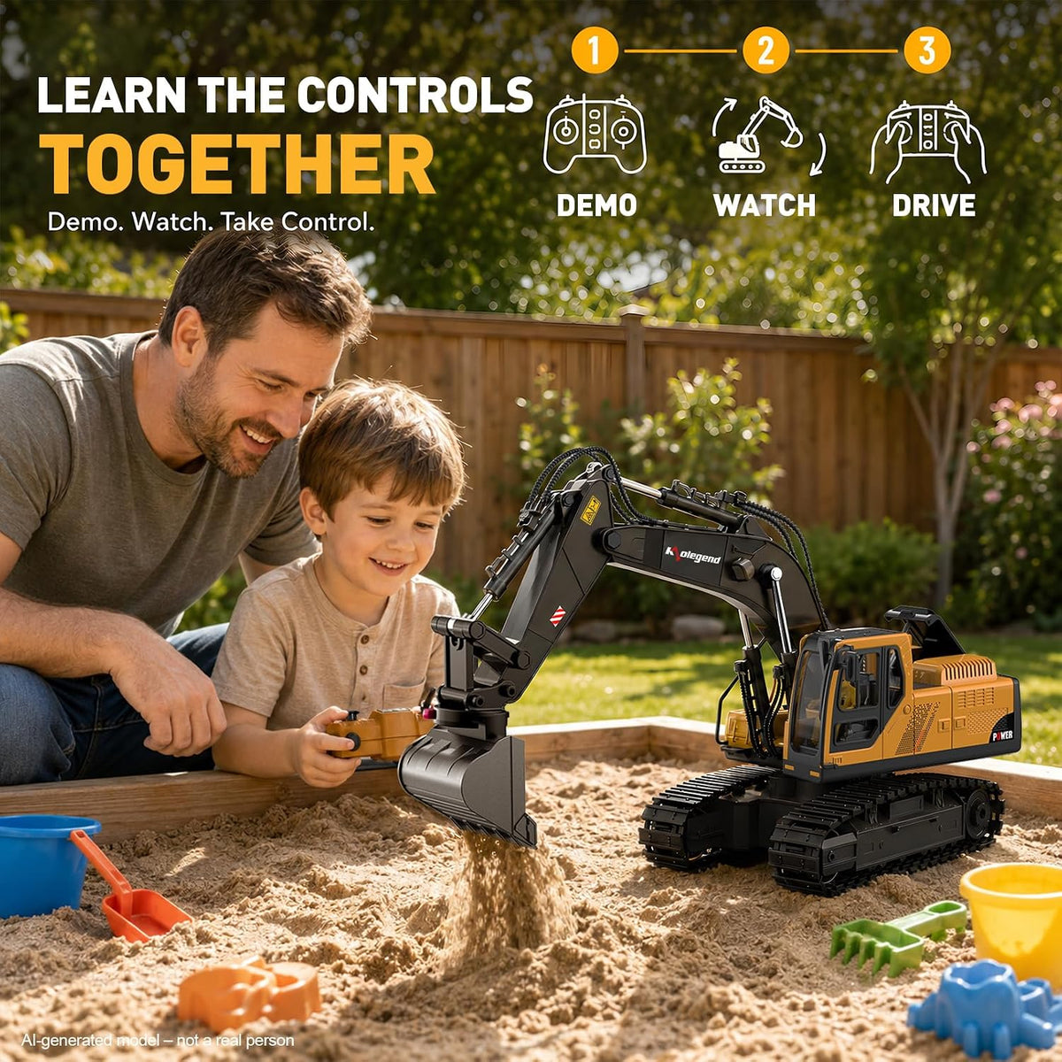 kolegend 3 in 1 Remote Control Excavator Toy 14 Channel RC Excavator - Small - image 3