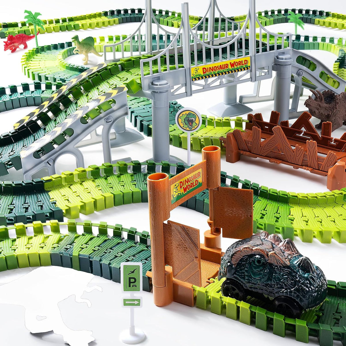 264 PCS Construction Race Tracks for Kids Toys - Dinosaur Race Track - image 2