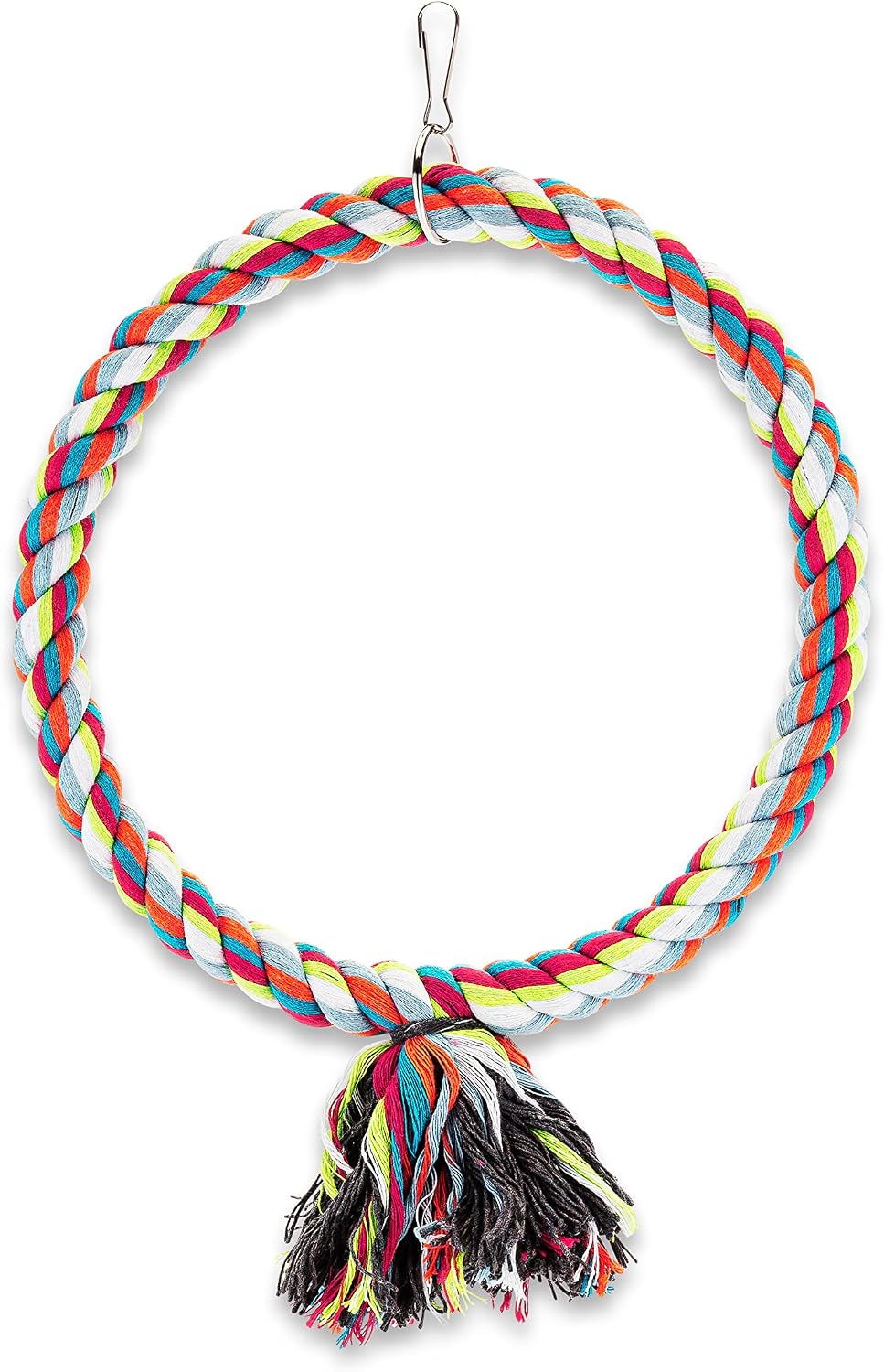 Large Bird Rope Perch Triangle Swing Toy Multicolor 12 Inch – Essentials for Birds - Medium Circle