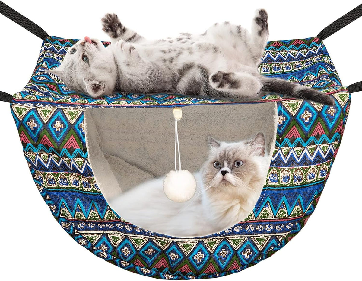 JSPYFITS double layer cat cage hammock with ball, stainless steel clips