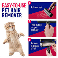 ChomChom Roller Pet Hair Remover and Reusable Lint Roller - Cat and Dog Hair Remover for Furniture, Couch, Carpet, Clothing and Bedding - Portable, Multi-Surface Fur Removal Tool (Black)