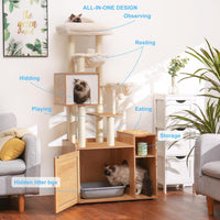 Hey-brother Cat Tree Tower - XL (28.4"×17.7"×61.0") / Walnut - image 2