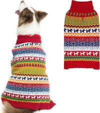Dog Sweater - Winter Coat Apparel Clothes with Colorful Stripes for Cold Weather – Essentials for Dogs - Medium/Large / Red