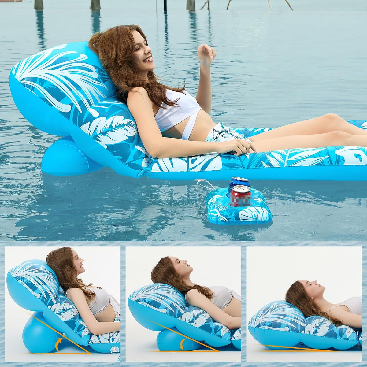 Jasonwell Inflatable Pool Float Adult - Bluewhite - image 2