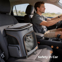 Lekereise Cat Backpack Expandable Pet Carrier Backpack for Small Cats - Grey / L-Mesh Window - image 3