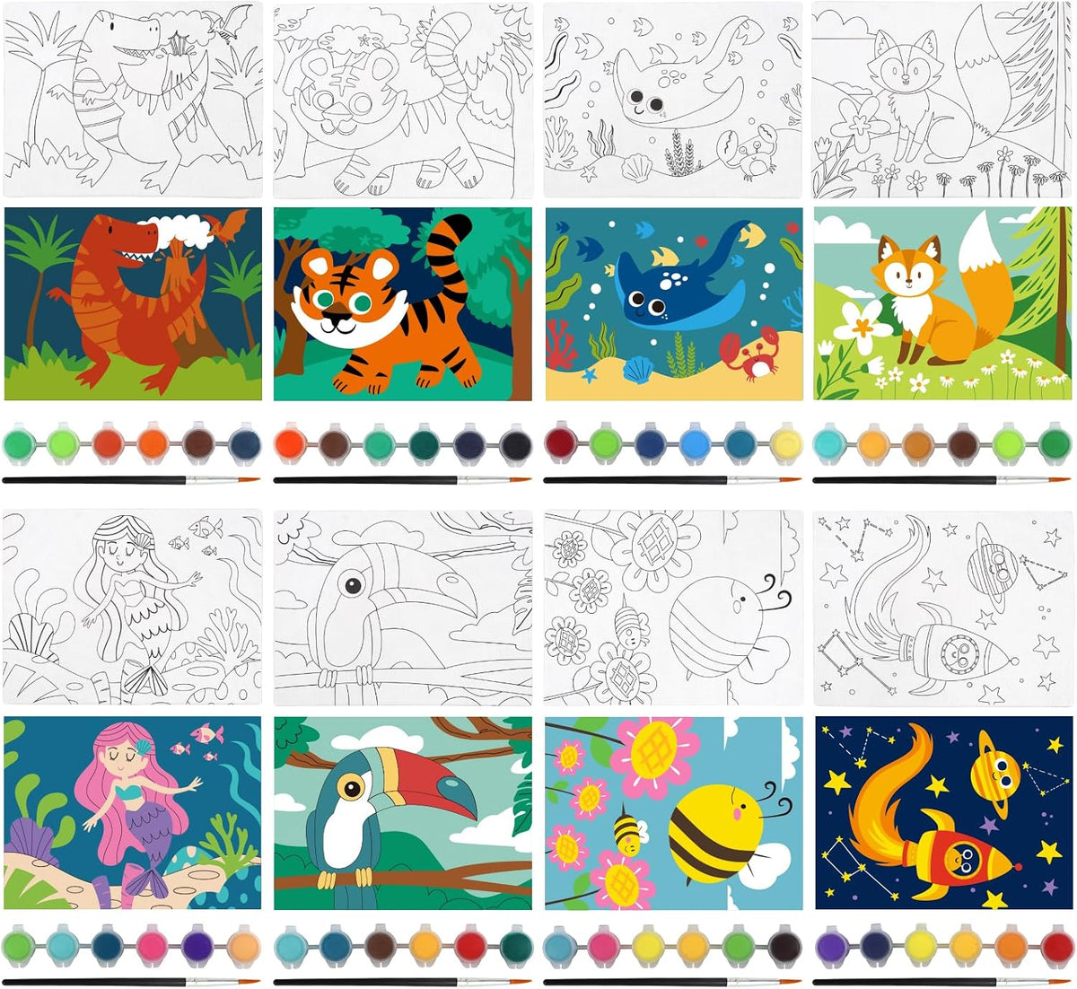 goldentime Kids Paint by Number Kits Including 6 Pre-Drawn Canvas - animals - image 3