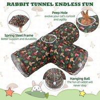 Bunny Tunnels & Tubes, 3-Way Collapsible Rabbit Hideout for Bunnies – Essentials for Small Pets - Mushroom - image 3