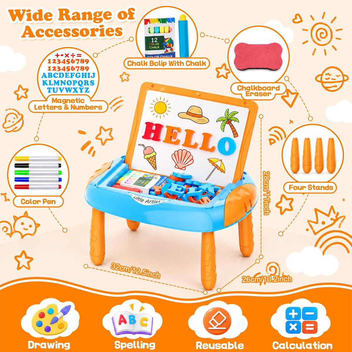 Cokzer Magnetic Drawing Board - Blue Orange - image 4