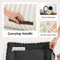 Bedsure Cute Cat Couch for Pets - Fluffy Cat beds with Premium Soft Corduroy Fleece, Fuzzy Cats beds for Indoor Cats with Removable Washable Cover, Supportive Pet Sofa, 24inch, Cream