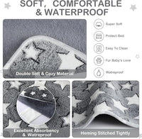 Reginary 4 Pcs Waterproof Guinea Pig Blankets Washable Small Animal Fleece Bedding Absorbent Guinea Pig Cage Liners Reusable Pet Pee Pad Sleep Mat for Hamster Ferret (Gray Star,24 x 16 Inch)