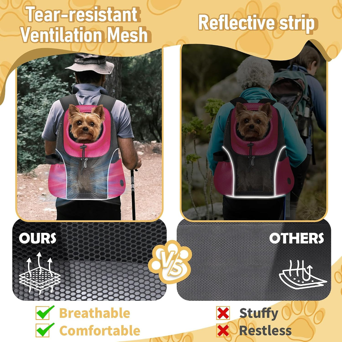 WOYYHO Pet Dog Carrier Backpack - Rethink Pink / Medium(5-9lbs) - image 2