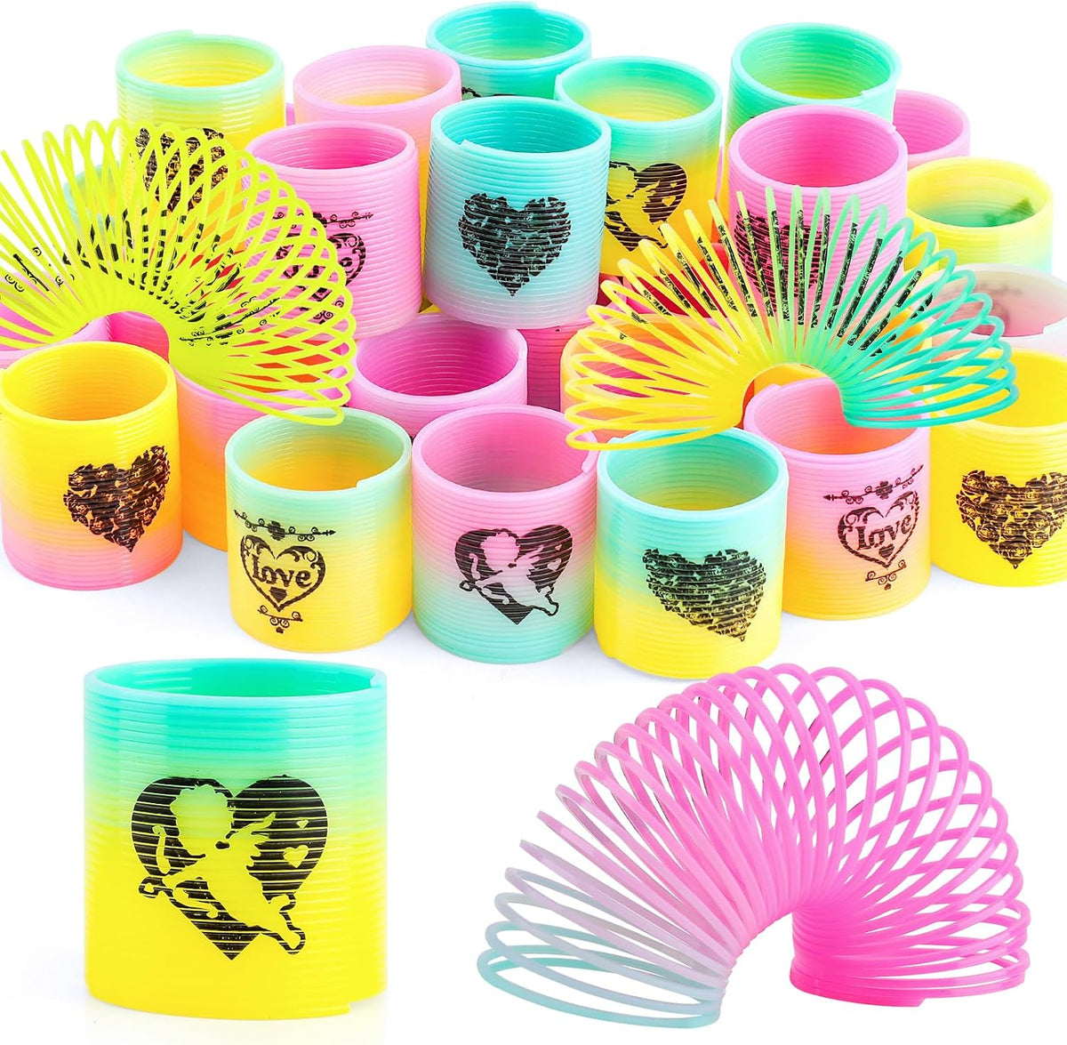 CLEVERZONE 36 Packs Spring Rainbow Magic Fidget Stress Coil Mini - Love - image 3