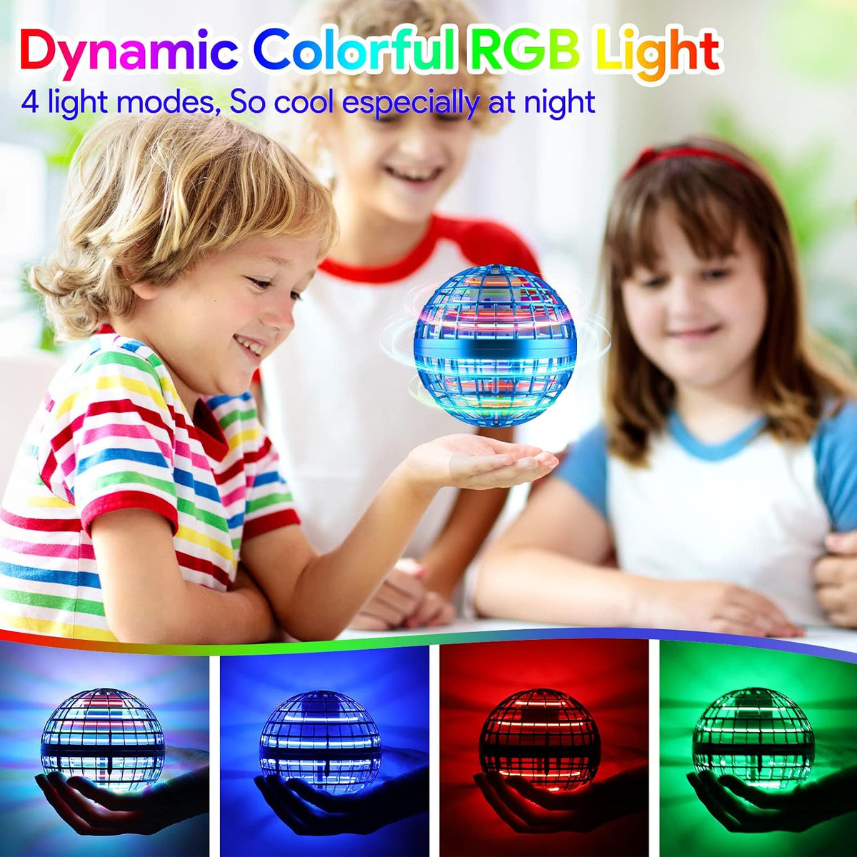 ENJSD flying orb ball with LED lights and enclosed propeller - view 4