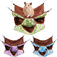 Weewooday 3 Tier Rat Hammock 3 Pcs Warm Ferret Hammock Bed for Small - Blue, purple, green