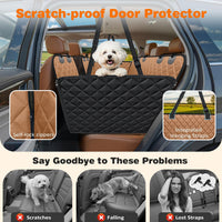 URPOWER 4 in 1 Dog Car Seat Cover for Back Seat - Brown / Standard - image 3