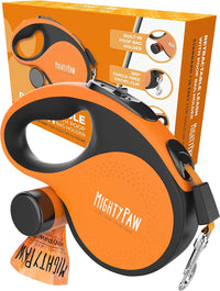 Mighty Paw Retractable Dog Leash, for Large Dogs, Auto-Locking - Deluxe Orange / 50 - 110 lbs