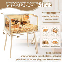 PROLEE Small Animal Cage, Hamster Cage Wooden Roof - 40.0"L x 20.0"W x 47.5"H / Window Roof - image 3