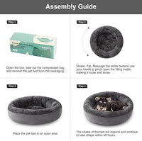 Love's cabin Round Donut Cat and Dog Cushion Bed, 25in Pet Bed for Small or Medium Dogs, Anti-Slip & Water-Resistant Bottom, Soft Durable Fabric Pet Beds, Washable Calming Cat Bed Solid Grey