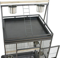 ZENY 68-Inch Birdcage, Playtop Parrot Cage, Wrought Iron Bird Cage with Rolling Stand, Heavy-Duty Pet Bird House for Parrot Cockatiel Cockatoo Parakeet Macaw Finches, Black