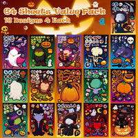 Aowplc 56 Halloween Pumpkin Make-a-Face Sticker Sheets for Kids - 64 Hallween - image 2