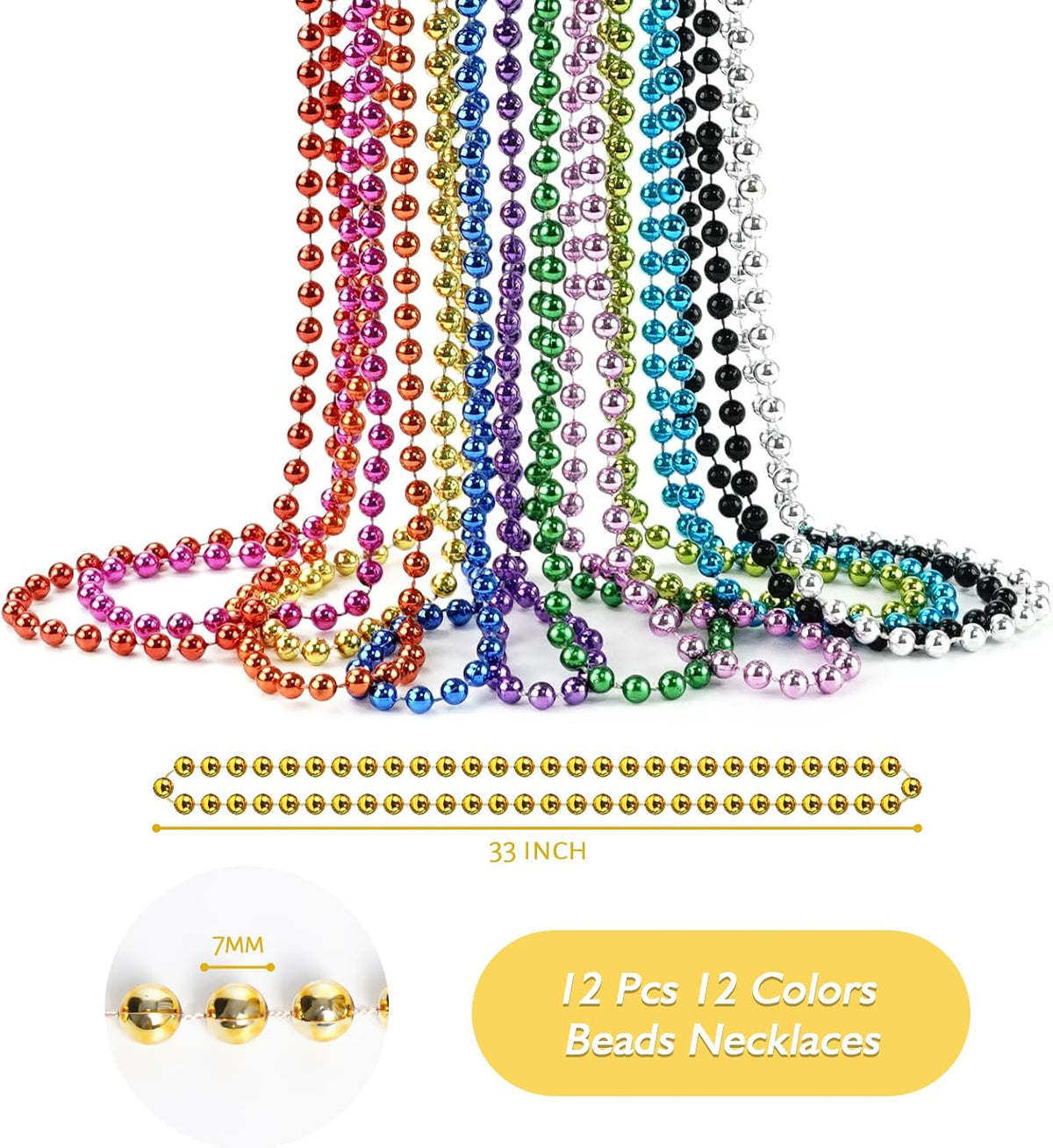 ZZYFGH 12 PCS Bead Necklace, 33'' Mardi Gras Beaded Necklaces – Fun for Kids & Family - Colorful - image 2