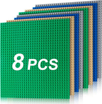 4 Pack Classic Baseplates, Building Plate for Building Bricks - Multicolored-8 Pcs
