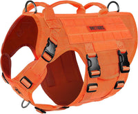 OneTigris Large Tactical Dog Harness No Pull Handle XL Black – Essentials for Dogs - Medium / Orange