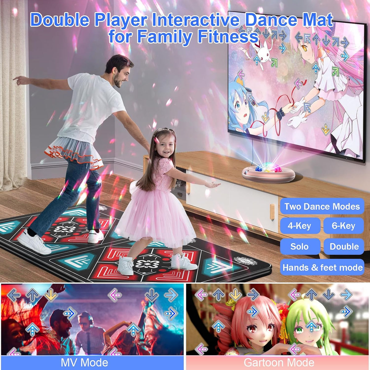 Flannel Dance Mat, 2-Player TV Game, Christmas Gift for Kids - image 3