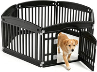 Sweetcrispy Dog Playpen, Plastic Puppy Pet Fence - Black / 6 / 24IN