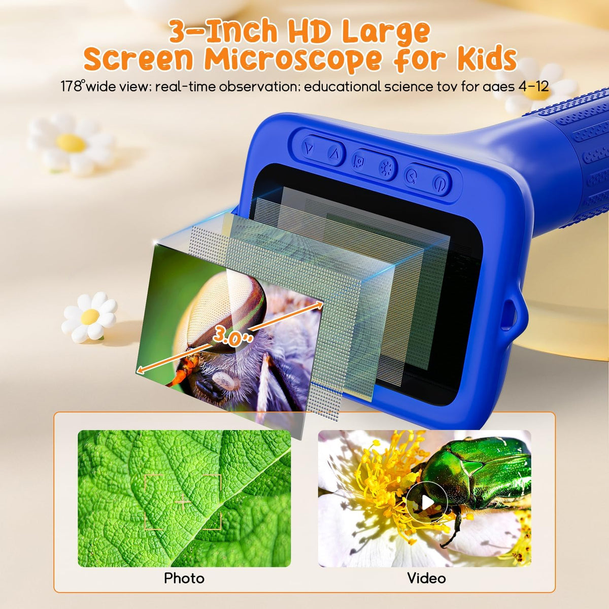 SKYBASIC Digital Microscope for Kids - 3"-Blue - image 2
