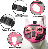 Short Snout Dog Muzzle - Adjustable Breathable Mesh Bulldog Muzzle for Biting Chewing Barking - Pink / X-large/ 18"-25" - image 2