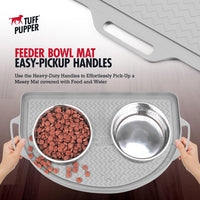 Tuff Pupper 36x24 XXL Dog Feeding Mat for Food and Water - Gray / Semi Circle Large - 26" x 21" - image 3
