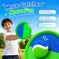 EVERICH TOY Toss and Catch Ball Game Set - Blue Green / 4 Paddles 4 Balls - image 2