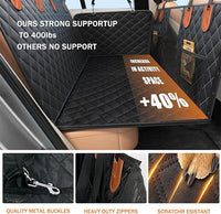 Back Seat Extender for Dogs Hard Bottom, Upgraded 7-Layer PU Leather Dog Car Seat Cover with Support 400lbs, Waterproof Dog Hammock Bed Backseat, Anti-Scratch Pet Seat Extender for Car, SUV, Truck