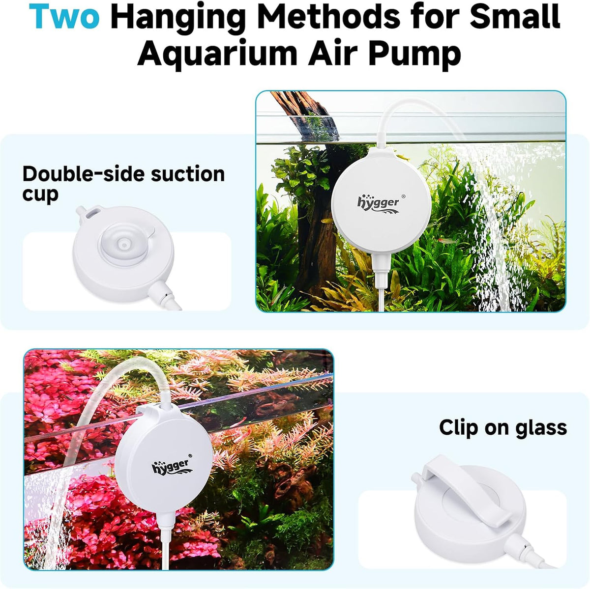 hygger 1.5 Watt Mini Aquarium Air Pump - White - image 3