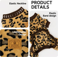 Cow Dog Sweater, Dog Winter Clothes for Small Medium Dogs Girl Boy Fleece Pet Pajamas for Winter - Leopard / Medium(Weight:7-11lb, Chest:15-16.9") - image 4