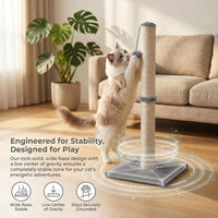 Dimaka Tall Cat Scratching Post Tree Scratcher with Sisal Rope - Grey / 29 inches for All Cats - image 3
