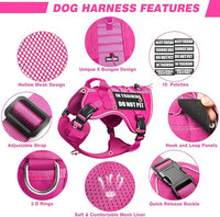 WINSEE Service Dog in Training Mesh Harness with 10 Pet Patches, Soft Air Mesh Breathable Tactical Dog Molle Vest, Reflective Military Pet Vest for Walking Hiking for Large Dogs