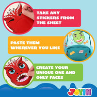 JOYIN 36 Sheets 9"x6" Make a face Stickers for Kids - Dinosaur - image 4