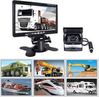Hikity 7" Backup Camera with Monitor Kit, Waterproof 18 IR LED Night Vision Reverse Camera + Rear View Monitor Vehicle Parking System for RV Bus Trailer Truck (65ft 4-Pin Aviation Video Cable)