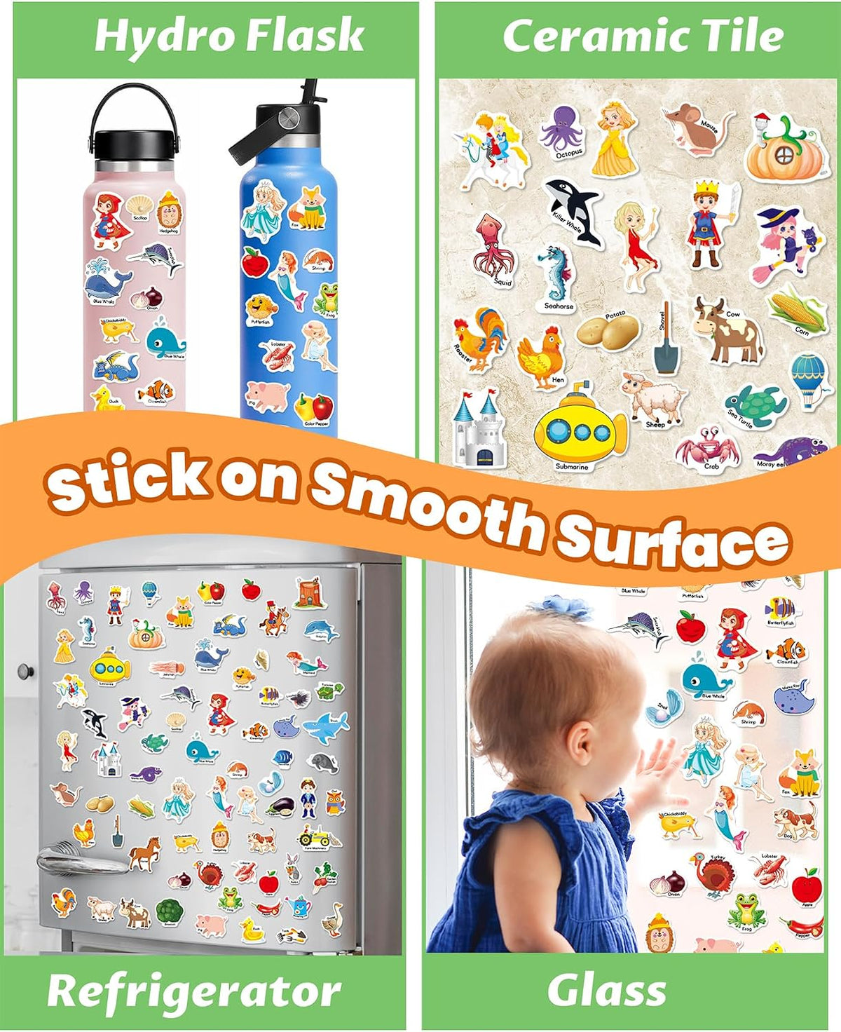 Walenced Reusable Sticker Book, Stickers for Kids - Farm+Princess+Ocean - image 4