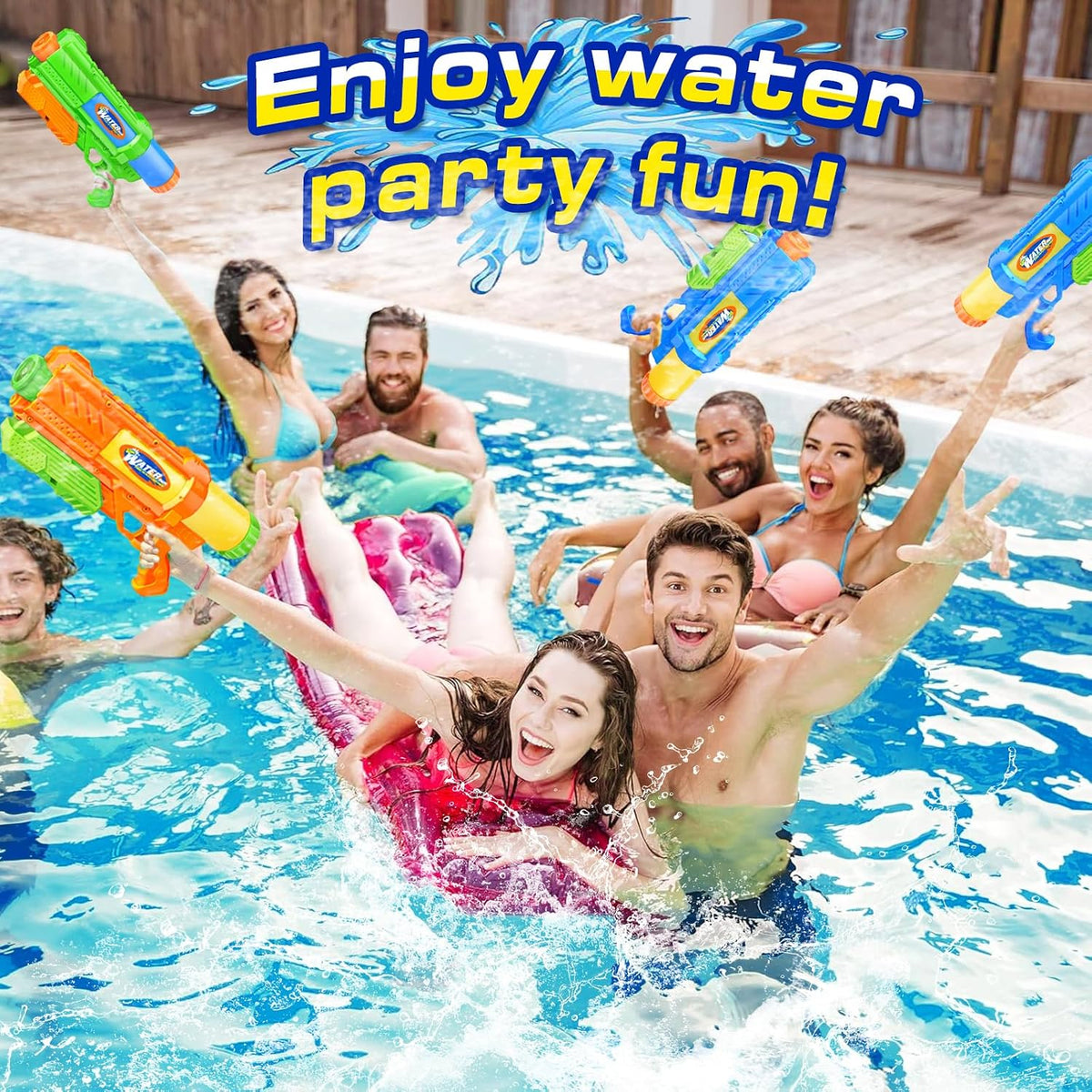 Super Water Gun for Kids Adults: 2 Pack Super Water Gun Soaker 1200cc - Green Blue - image 3