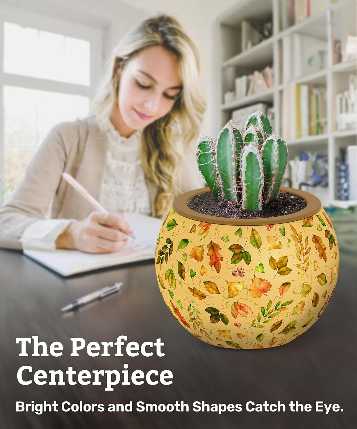 PieceRelax Unique 3D Puzzle Planter, 80 Plastic Pieces [K1101] - Elegant Green - image 3