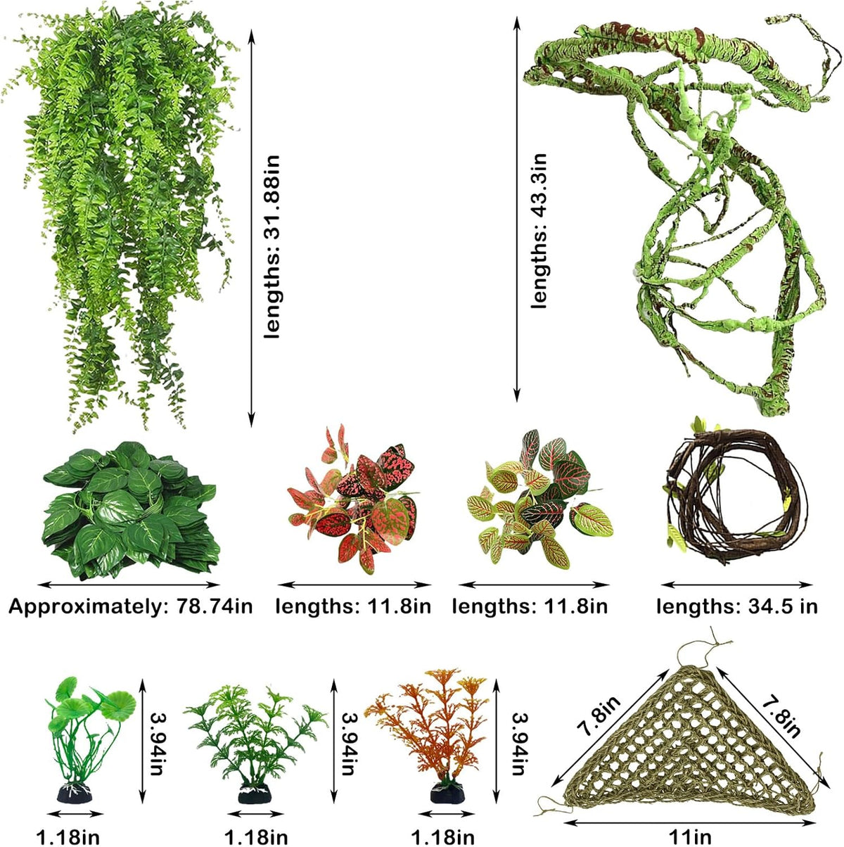 kathson 3 PCS Reptile Vines Plants Flexible Bendable Jungle Climbing - 1 / 8 PCS - image 2