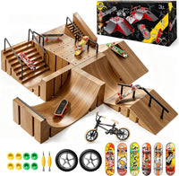 CS COSDDI 14in1 Finger Skateboard Park Set for Kids 8 Skateboards - Dark Brown