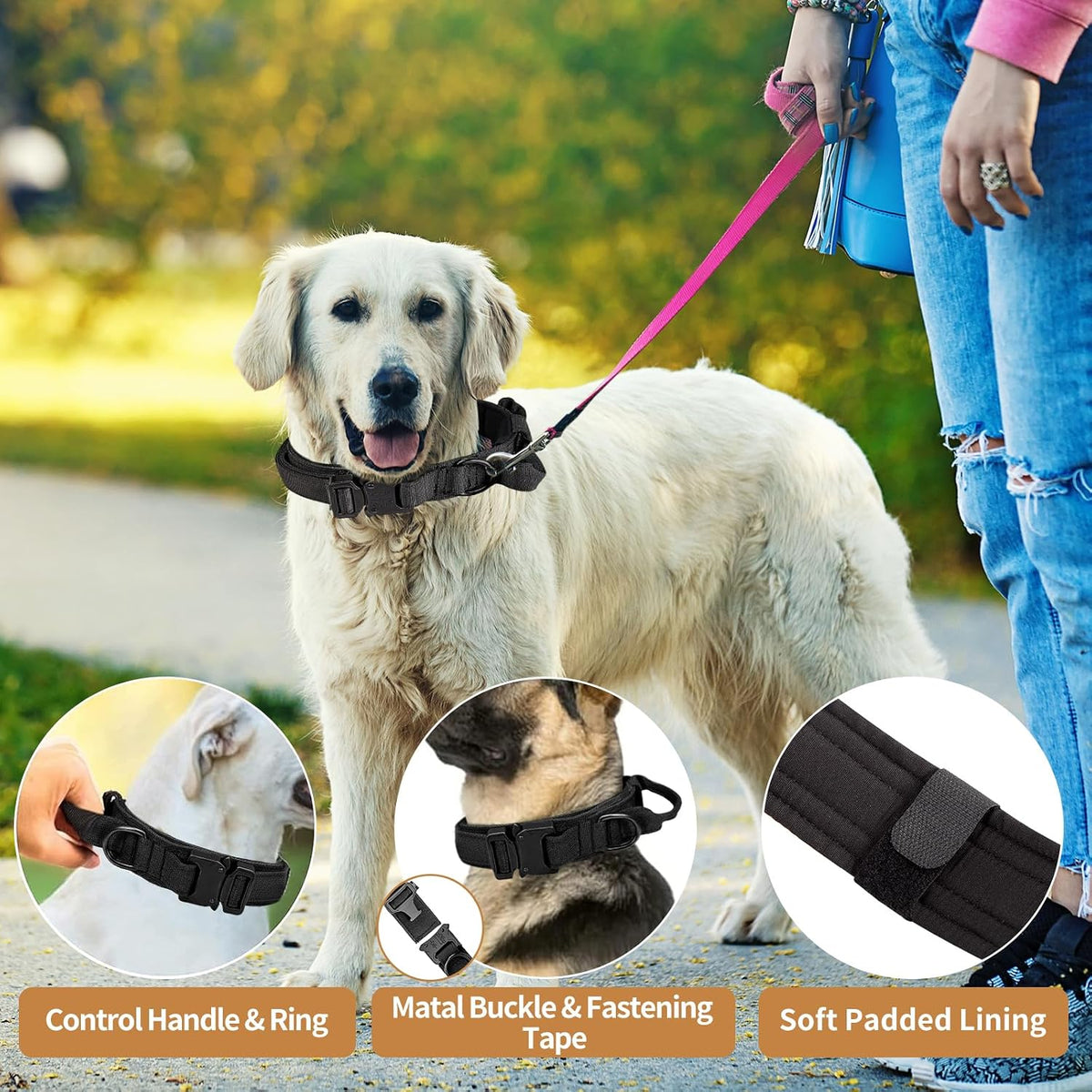 Tactical Dog Collar - Dog Collar with Control Handle for Medium Large Dogs – Essentials for Dogs - Black / M - image 4
