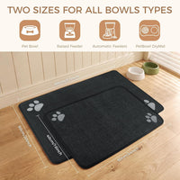 Dog Food Bowl Mat Pet Feeding Mat for Food Water 14.2x24In Grey – Essentials for Dogs - Black Rectangle / 24"L x 16"W - image 2