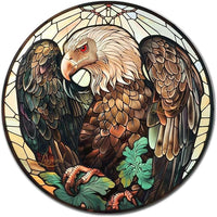 Lygond Metal Sign Tin Sign Circular Stained Glass Vulture Funny Bathroom Decor for Gift 12×12 Inches