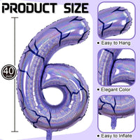 40'' Purple K-pop Number 5 Balloon for Girl 5th Birthday Party - Purple / Number 6 - XXL - image 2